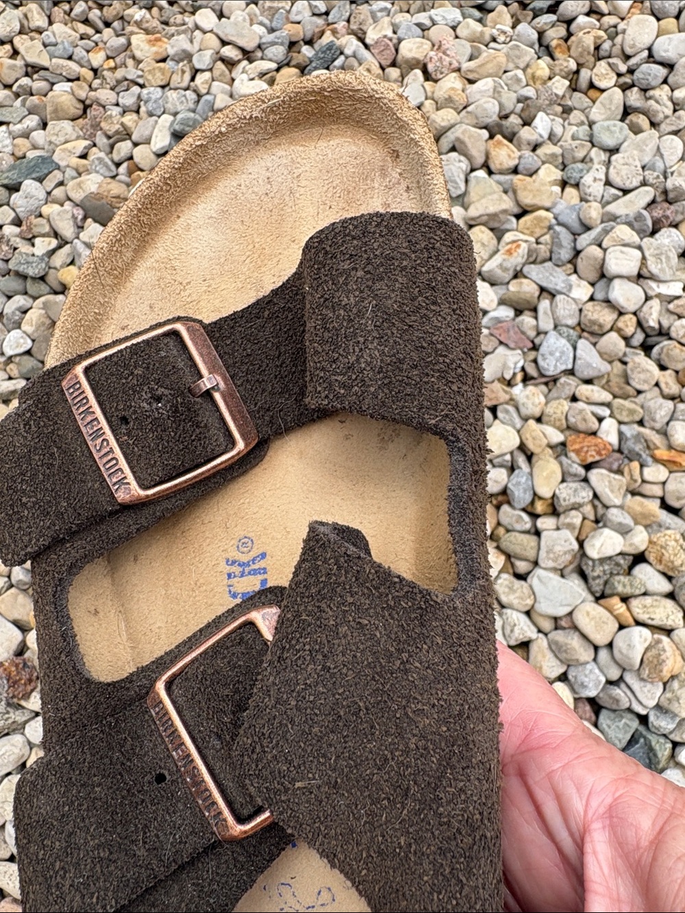 Birkenstock Brown Suede Two-Strap Sandals with Buckles - Picture 6 of 6